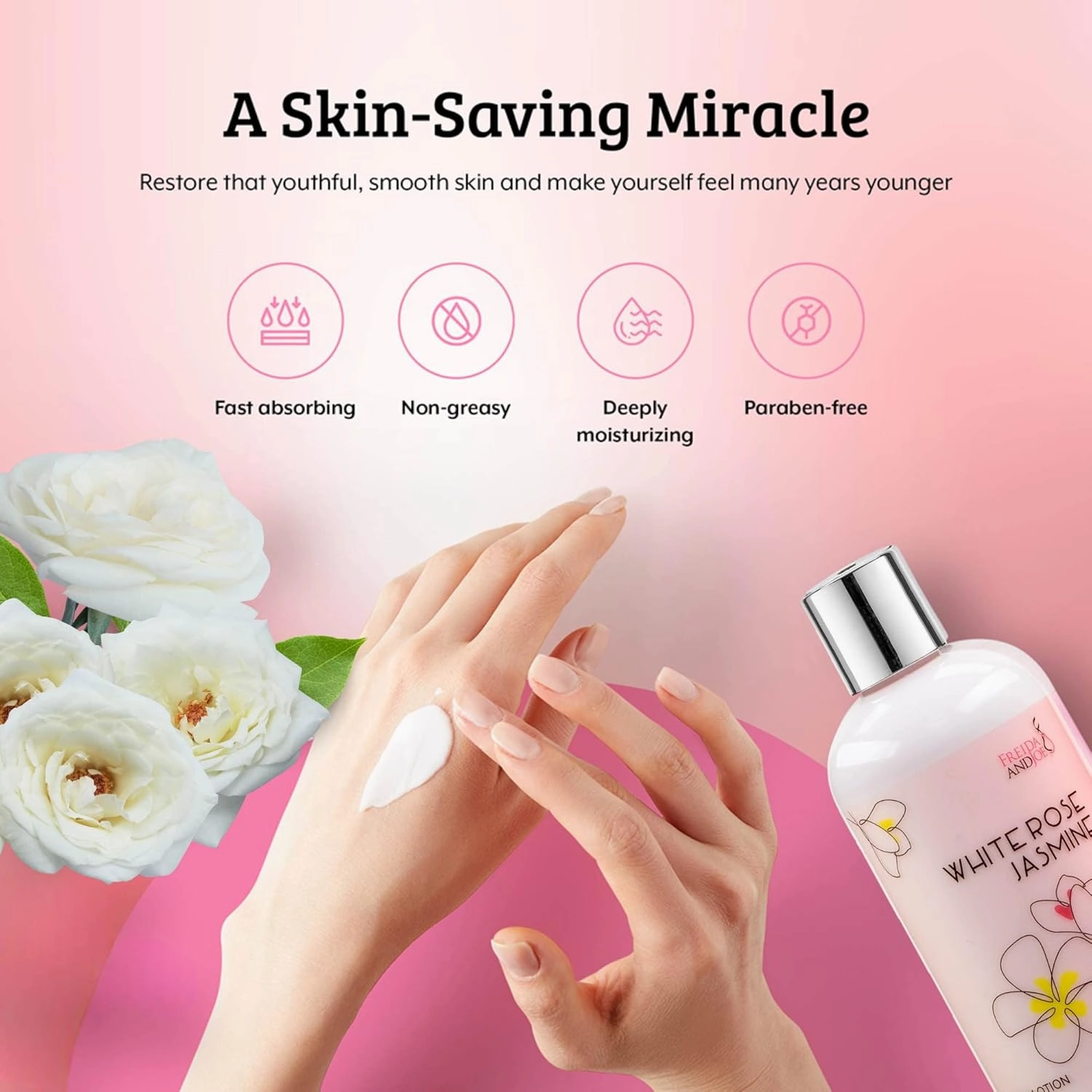 Home Spa Gift Fragrance Body Lotion Luxury Firming Scented 10oz Deep Moisturizing Fragrance Body Lotion for Women (White Rose Jasmine)