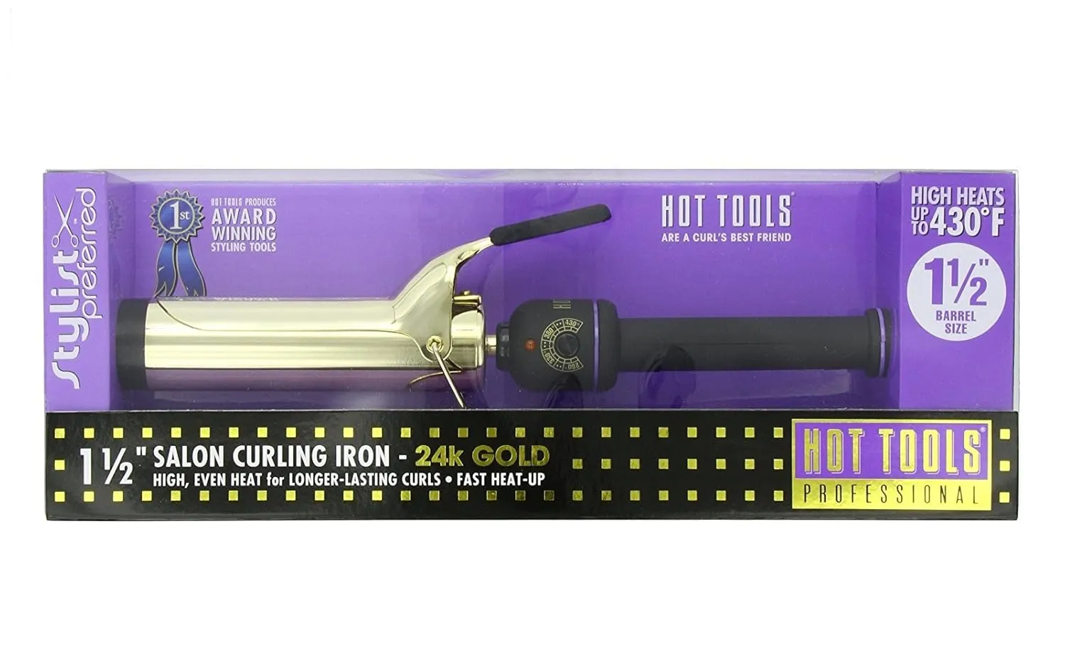 Hot Tools Big Bumper Spring Curling Iron, 1-1/2"