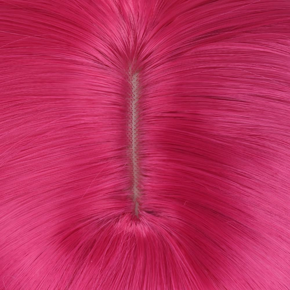 Hot Pink Wig Short Straight Bob Wig with Bangs Rose Red Wigs Women Girls Synthetic Wigs Daily Cosplay Party Wig with Wig Cap