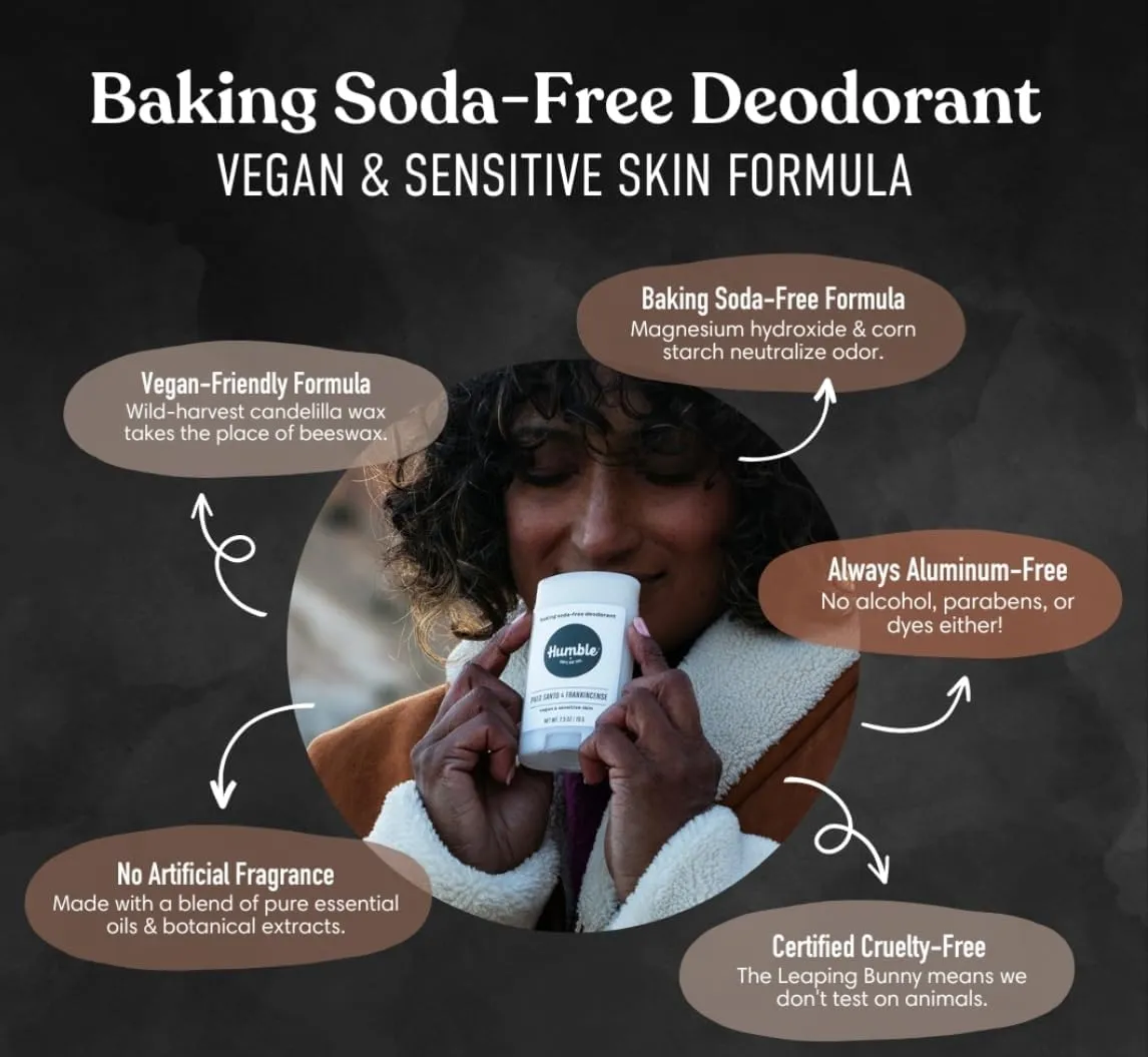 HUMBLE BRANDS Aluminum-Free Deodorant, Vegan and Cruelty- free, Formulated for Sensitive Skin, Moroccan Rose, 3 Pack, 2.5 Ounce