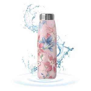 Hydrogen Water Bottle 15oz, High pH Alkaline Mineral Water Generator with Alpine Ore Filter, Insulated Stainless Steel Sports Bottle for Office Outdoor, Pink