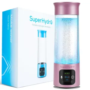 Hydrogen Water Bottle Generator - Up to 6000  PPB Concentration - SPE/PEM Technology - Drink Water Voice Reminder - Water Ionizer Machine Suitable for Travel, Office and Daily Drinking - 12oz（Pink）