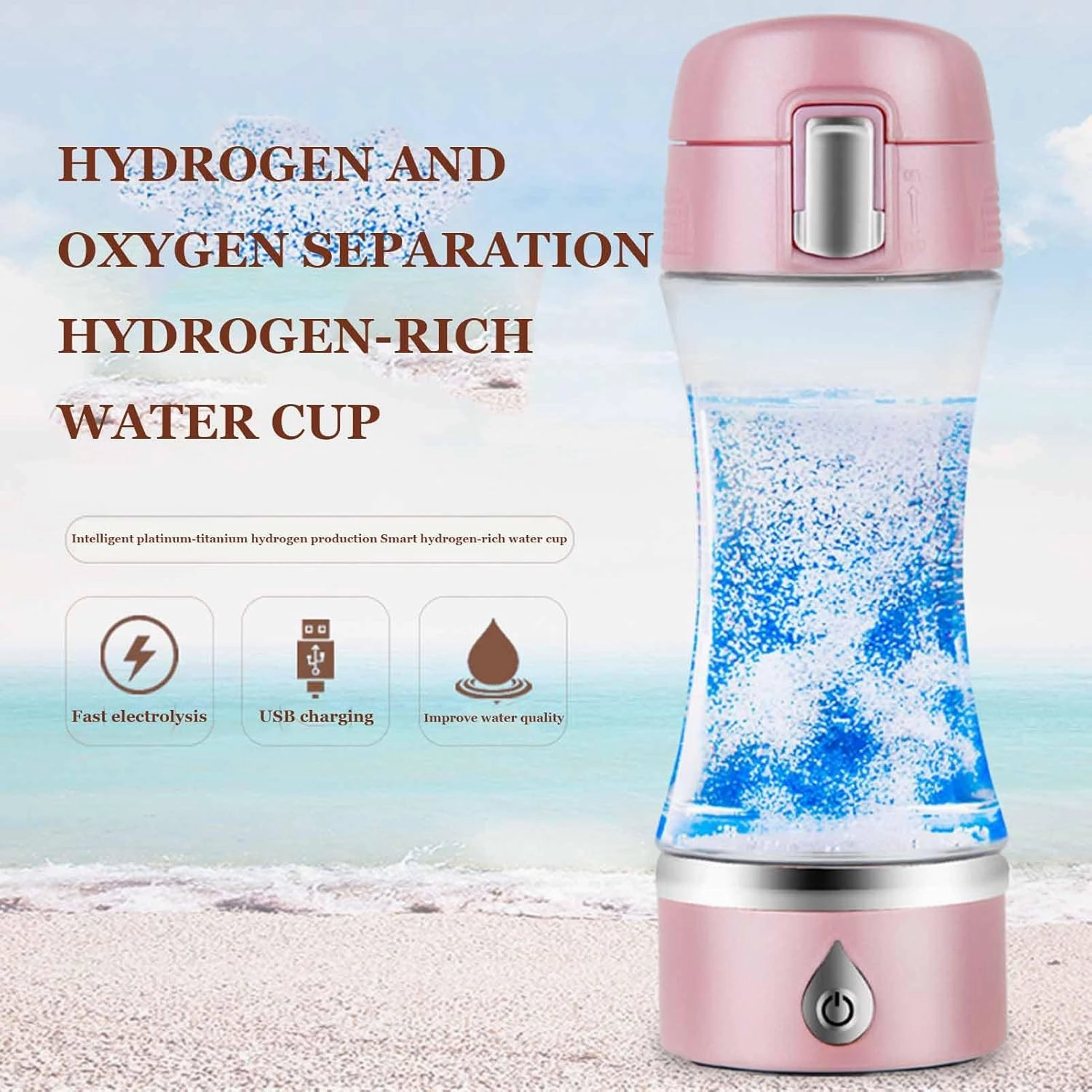 Hydrogen Water Bottle, High-Concentration Up to 1200-1500ppb, Rechargeable Portable Hydrogen Water Generator, for Home Travel, Improve Water Quality
