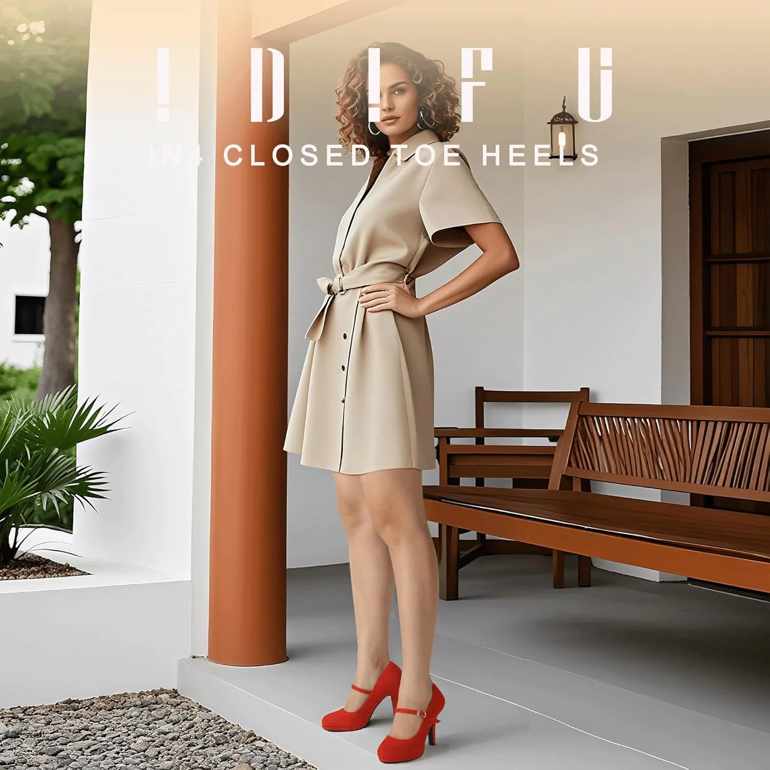 IDIFU IN4 Mary Jane Shoes Platform Closed Toe Heels High Stiletto Round Toe Women's Pumps Comfortable Dress Shoes for Women Wedding Prom Office Bridal Formal Bridesmaid Trendy Pumps Shoes