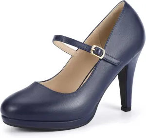 IDIFU IN4 Mary Jane Shoes Platform Closed Toe Heels High Stiletto Round Toe Women's Pumps Comfortable Dress Shoes for Women Wedding Prom Office Bridal Formal Bridesmaid Trendy Pumps Shoes