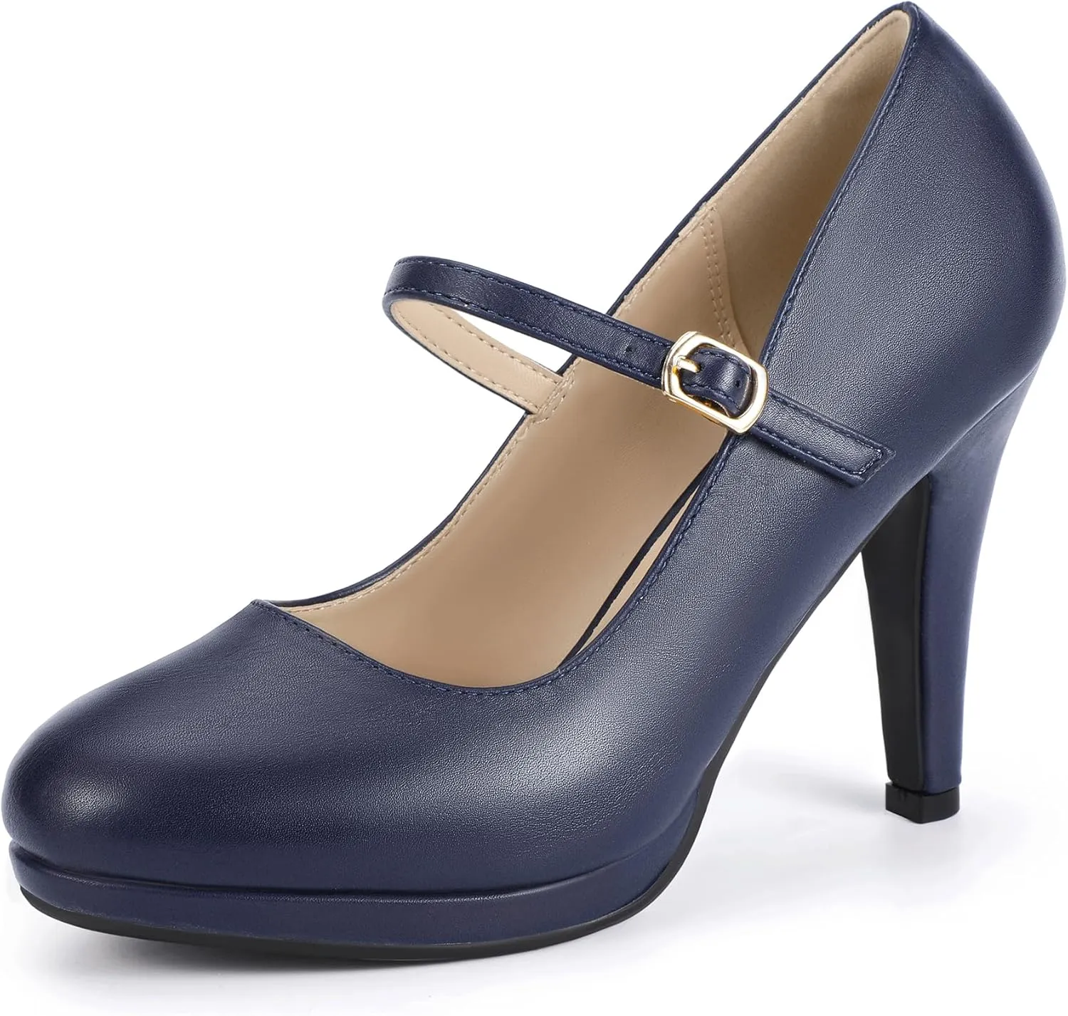 IDIFU IN4 Mary Jane Shoes Platform Closed Toe Heels High Stiletto Round Toe Women's Pumps Comfortable Dress Shoes for Women Wedding Prom Office Bridal Formal Bridesmaid Trendy Pumps Shoes