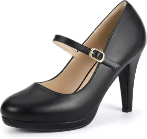 IDIFU IN4 Mary Jane Shoes Platform Closed Toe Heels High Stiletto Round Toe Women's Pumps Comfortable Dress Shoes for Women Wedding Prom Office Bridal Formal Bridesmaid Trendy Pumps Shoes