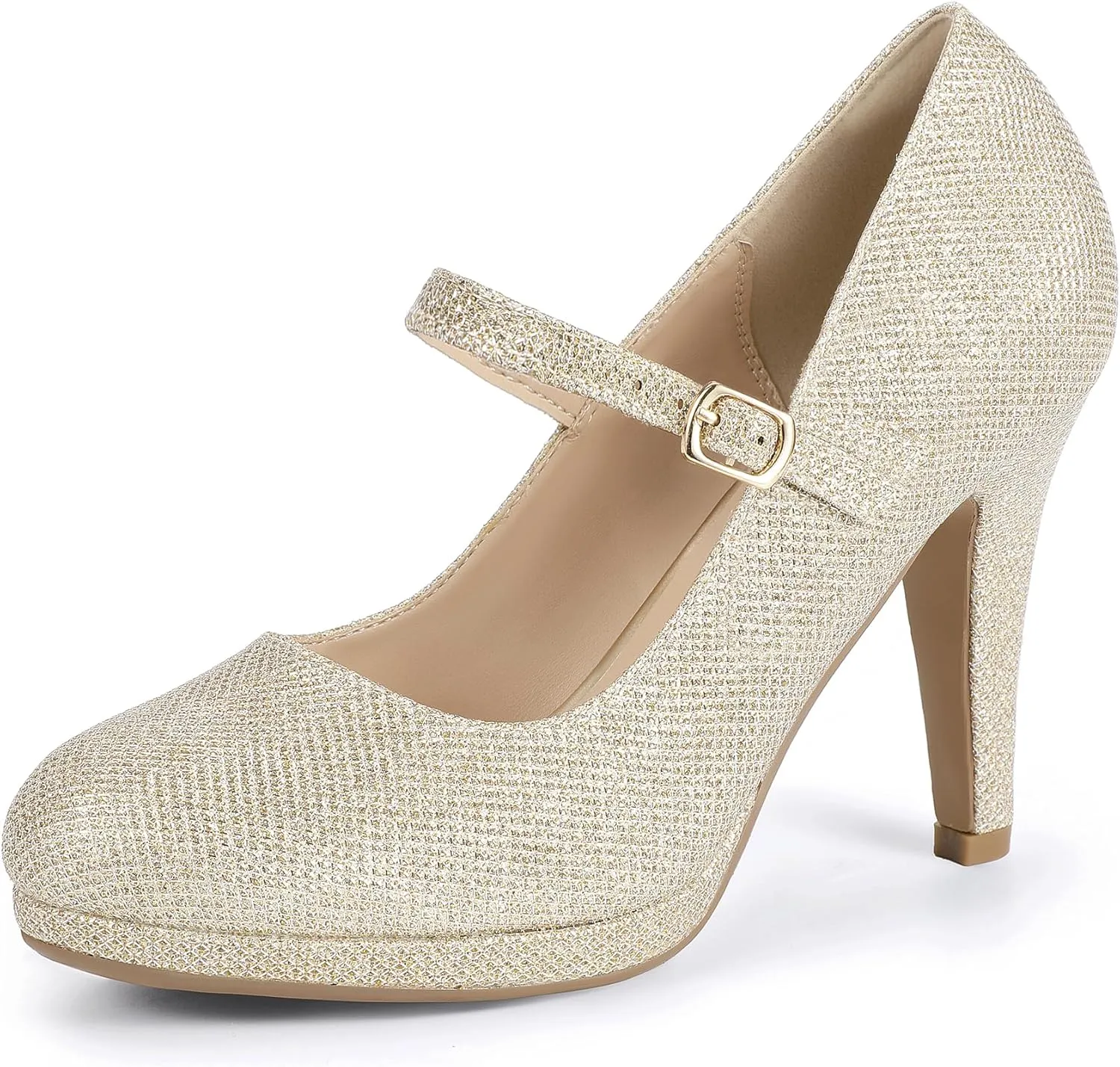 IDIFU IN4 Mary Jane Shoes Platform Closed Toe Heels High Stiletto Round Toe Women's Pumps Comfortable Dress Shoes for Women Wedding Prom Office Bridal Formal Bridesmaid Trendy Pumps Shoes