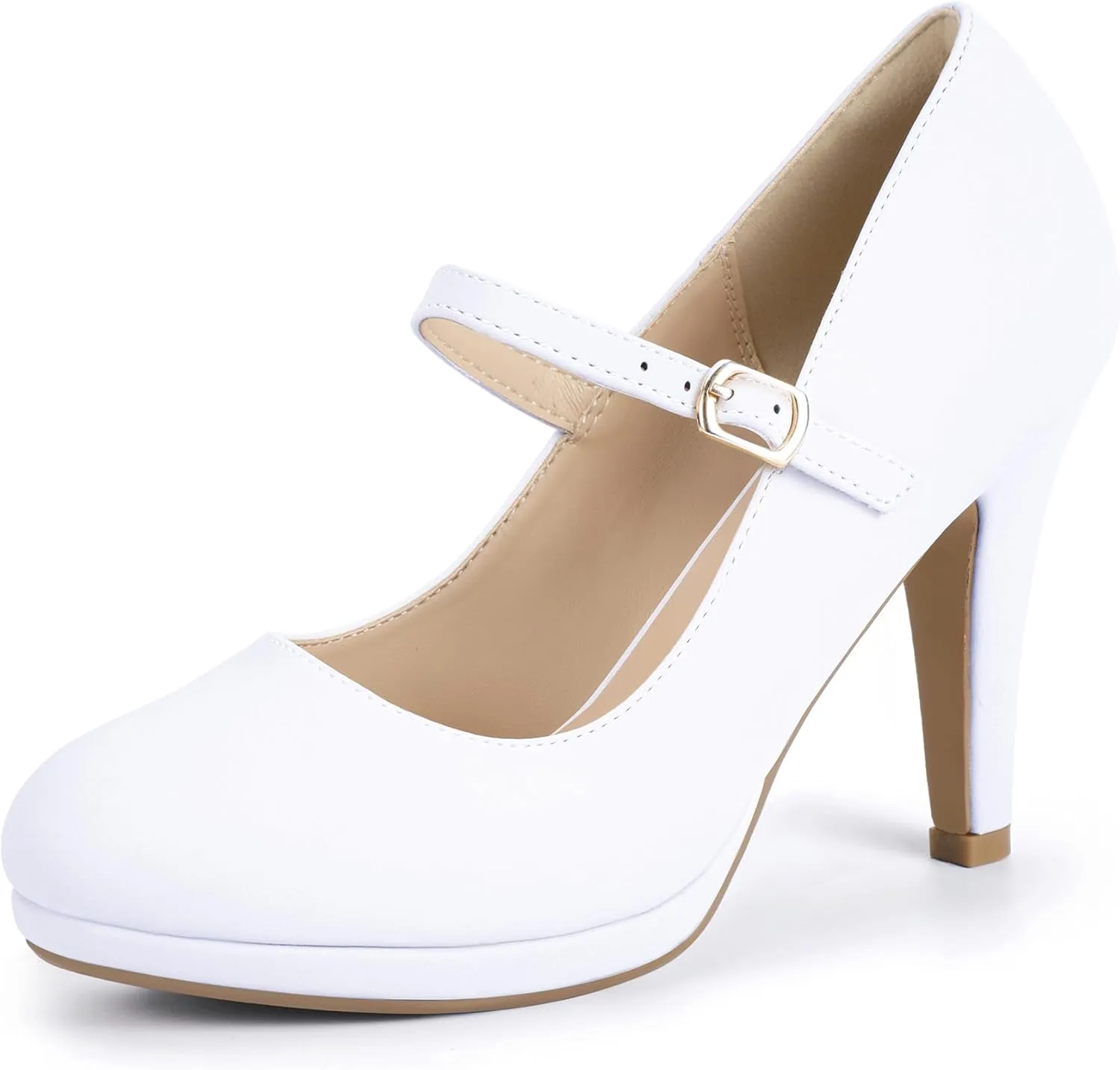 IDIFU IN4 Mary Jane Shoes Platform Closed Toe Heels High Stiletto Round Toe Women's Pumps Comfortable Dress Shoes for Women Wedding Prom Office Bridal Formal Bridesmaid Trendy Pumps Shoes