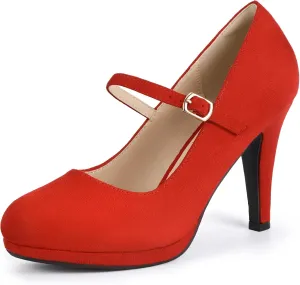 IDIFU IN4 Mary Jane Shoes Platform Closed Toe Heels High Stiletto Round Toe Women's Pumps Comfortable Dress Shoes for Women Wedding Prom Office Bridal Formal Bridesmaid Trendy Pumps Shoes