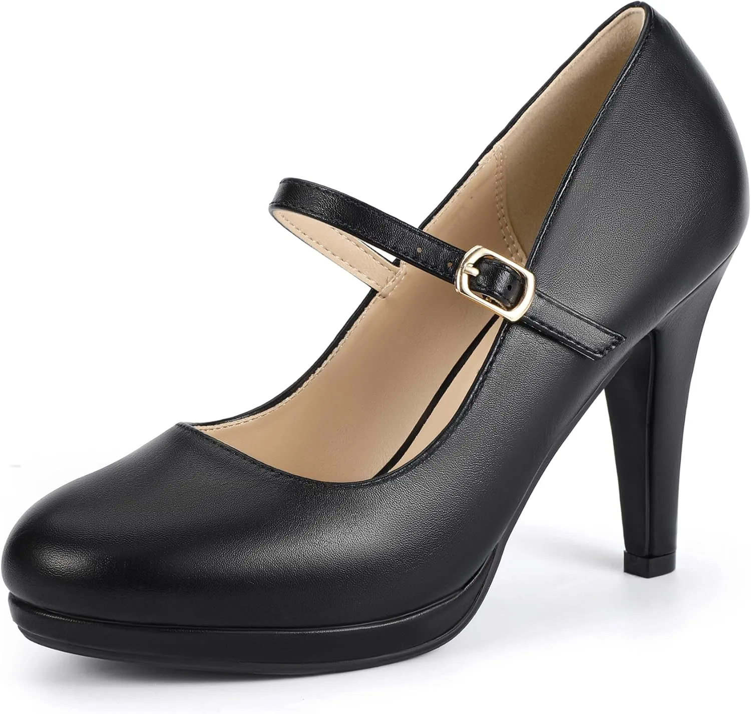 IDIFU IN4 Mary Jane Shoes Platform Closed Toe Heels High Stiletto Round Toe Women's Pumps Comfortable Dress Shoes for Women Wedding Prom Office Bridal Formal Bridesmaid Trendy Pumps Shoes