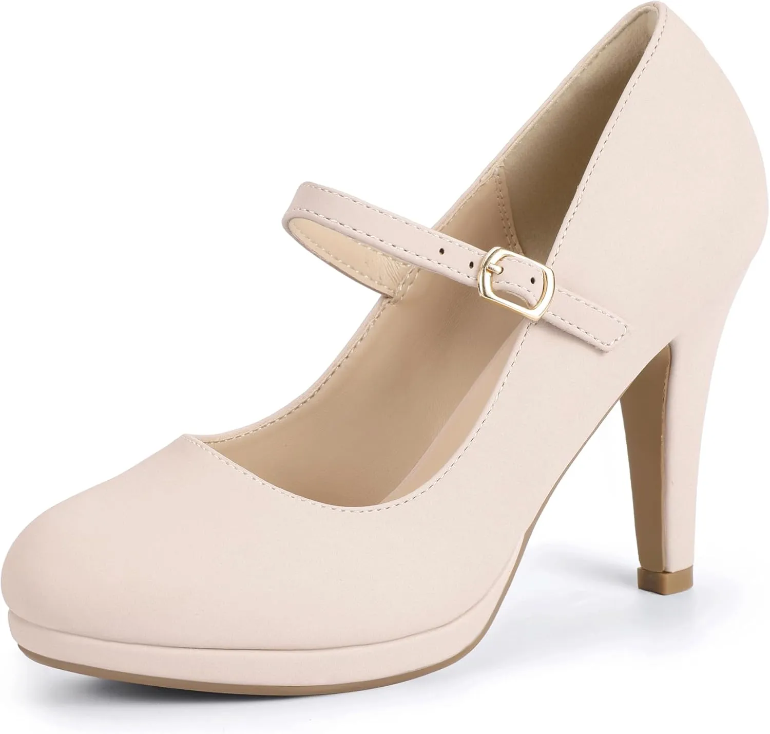 IDIFU IN4 Mary Jane Shoes Platform Closed Toe Heels High Stiletto Round Toe Women's Pumps Comfortable Dress Shoes for Women Wedding Prom Office Bridal Formal Bridesmaid Trendy Pumps Shoes