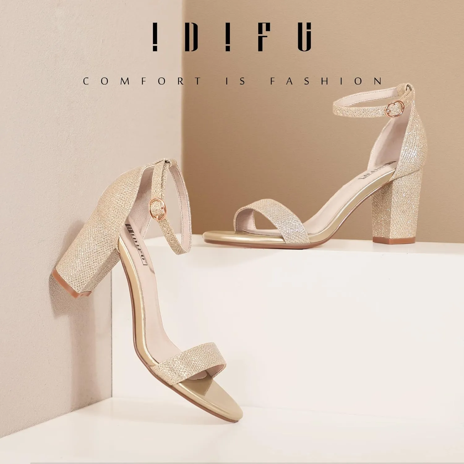 IDIFU Women's 3 Inch Heel Sandals for Women