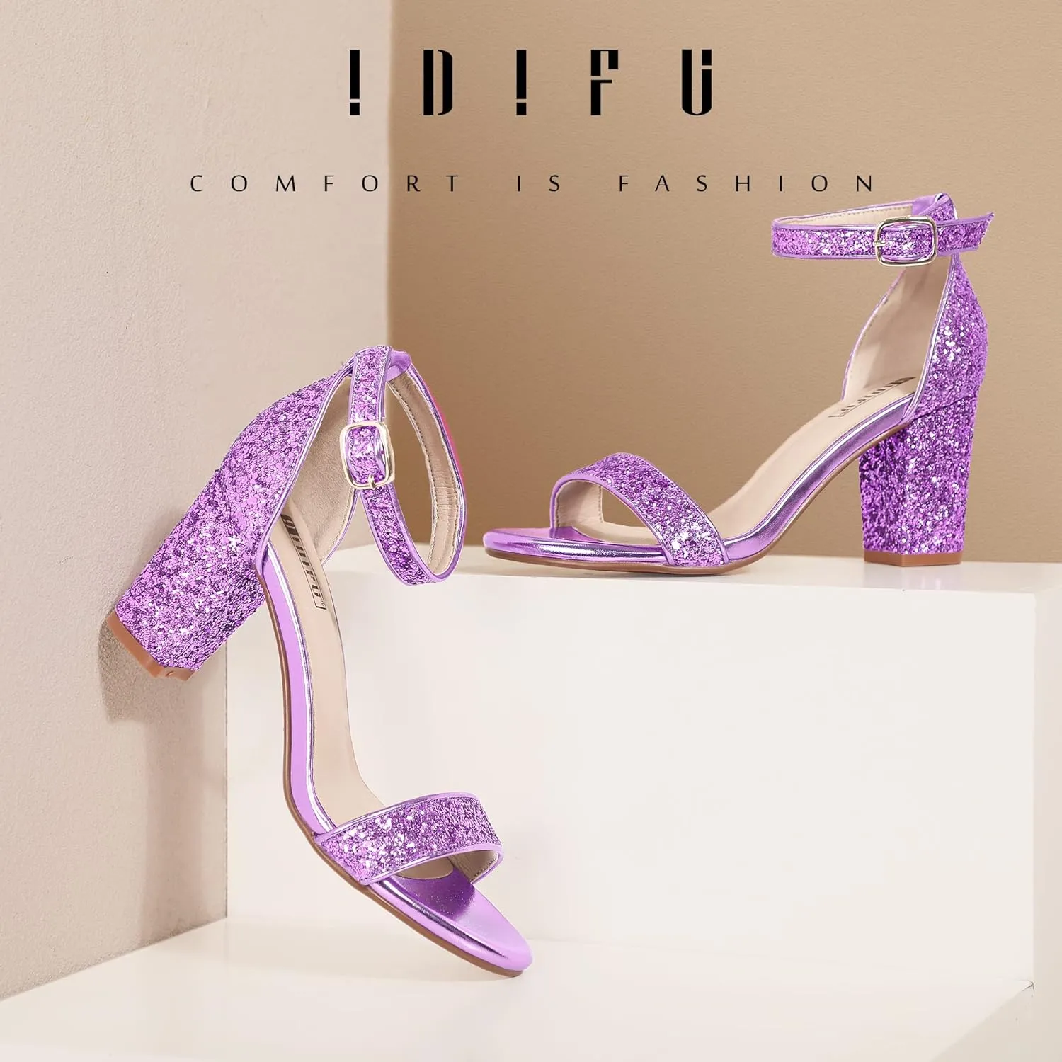IDIFU Women's 3 Inch Heel Sandals for Women