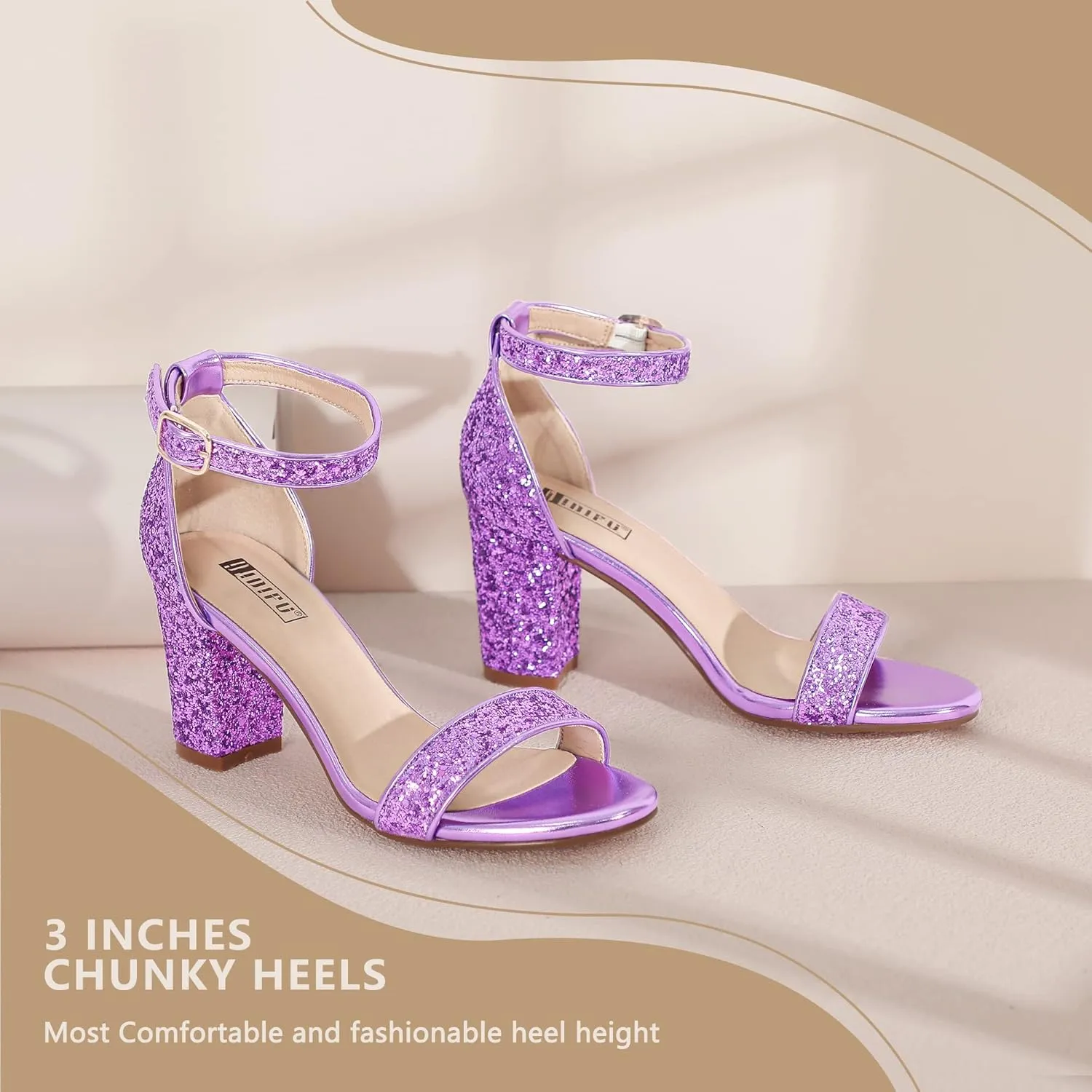 IDIFU Women's 3 Inch Heel Sandals for Women