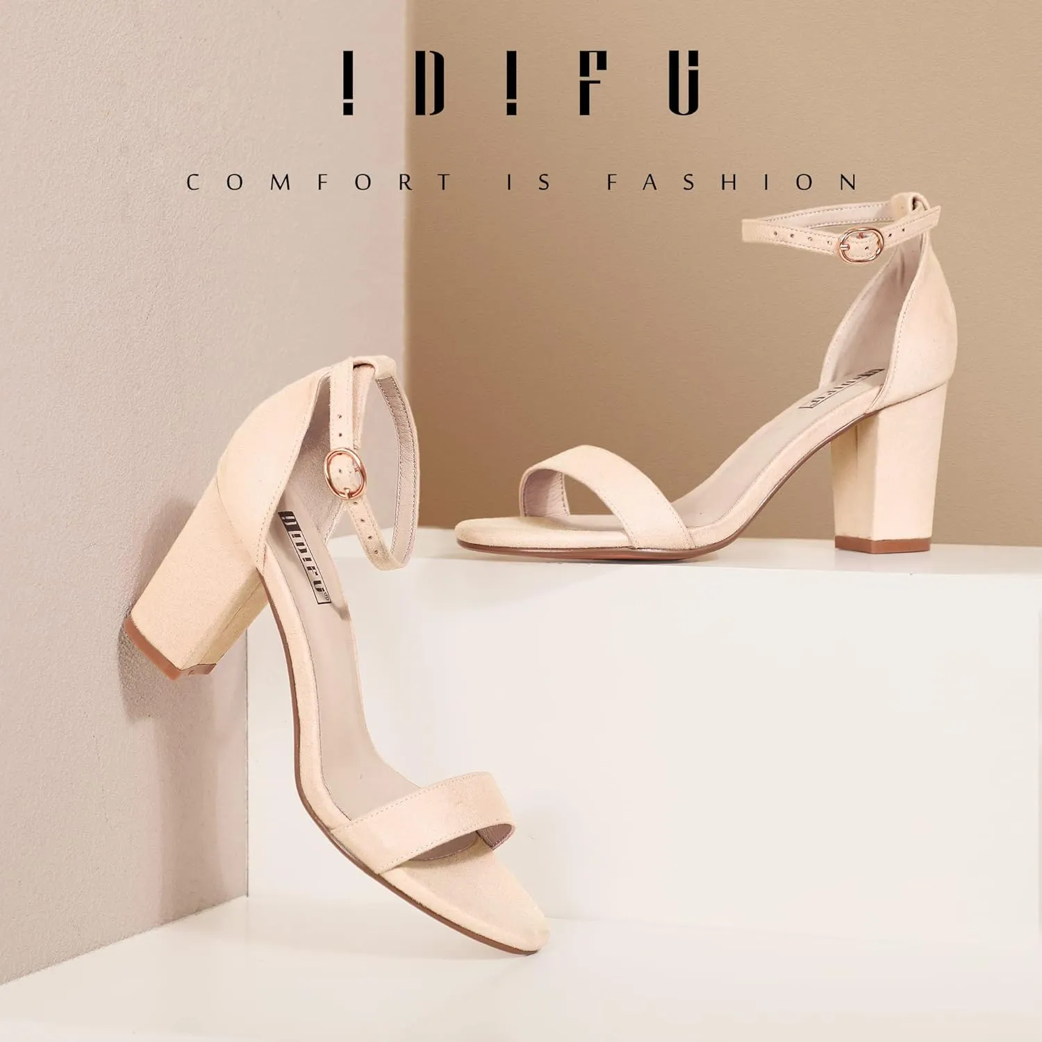 IDIFU Women's 3 Inch Heel Sandals for Women