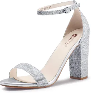 IDIFU Women's IN4 Cookie-HI Chunky High Heel Sandals Open Toe Ankle Strap Wedding Bridal Prom Dress Shoes For Women Bride Bridesmaid