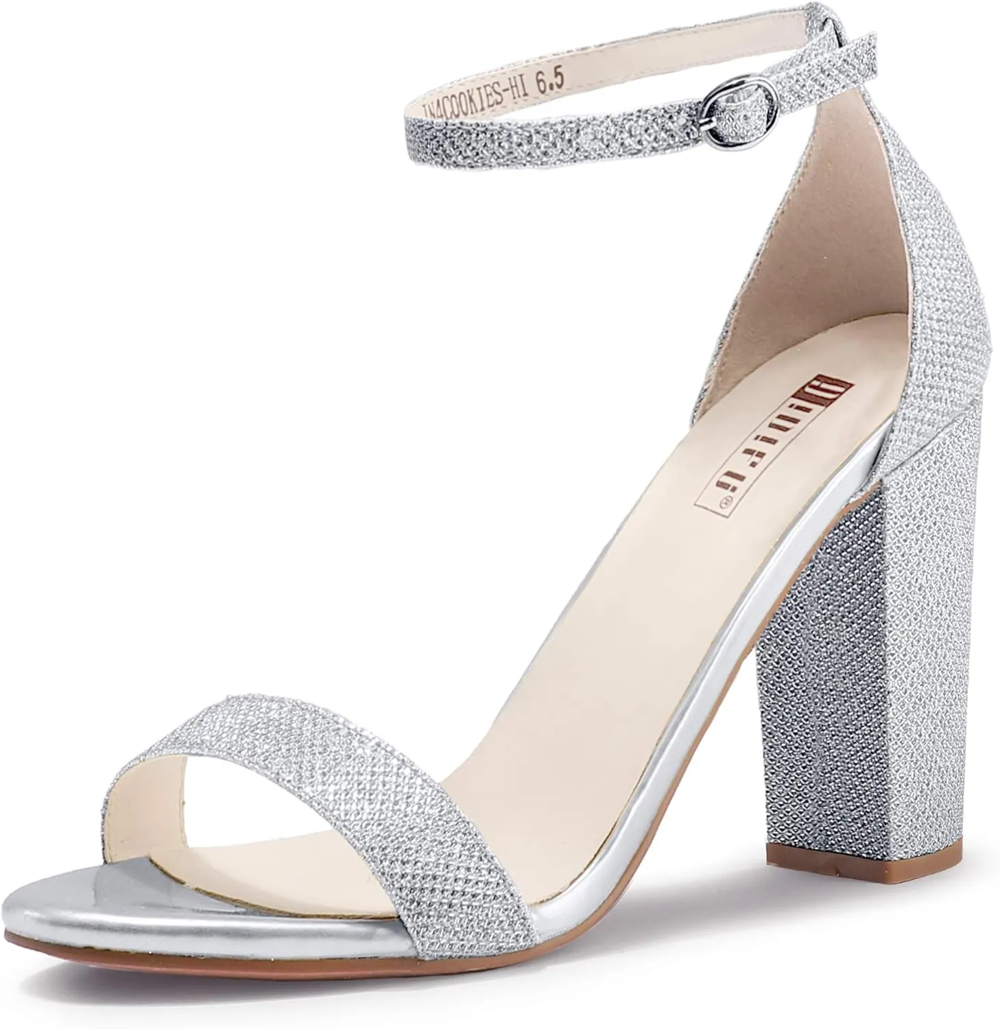 IDIFU Women's IN4 Cookie-HI Chunky High Heel Sandals Open Toe Ankle Strap Wedding Bridal Prom Dress Shoes For Women Bride Bridesmaid