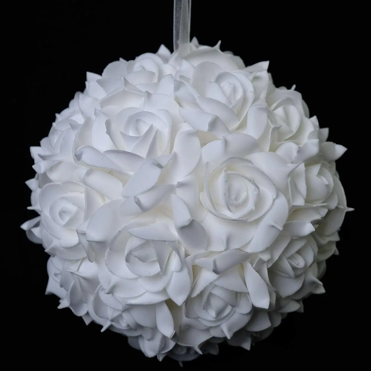 idyllic 8 Inches Artificial Flowers Roses, Kissing Flower Balls, DIY Wedding Bouquets Party Home Decorations, Set of 2, White