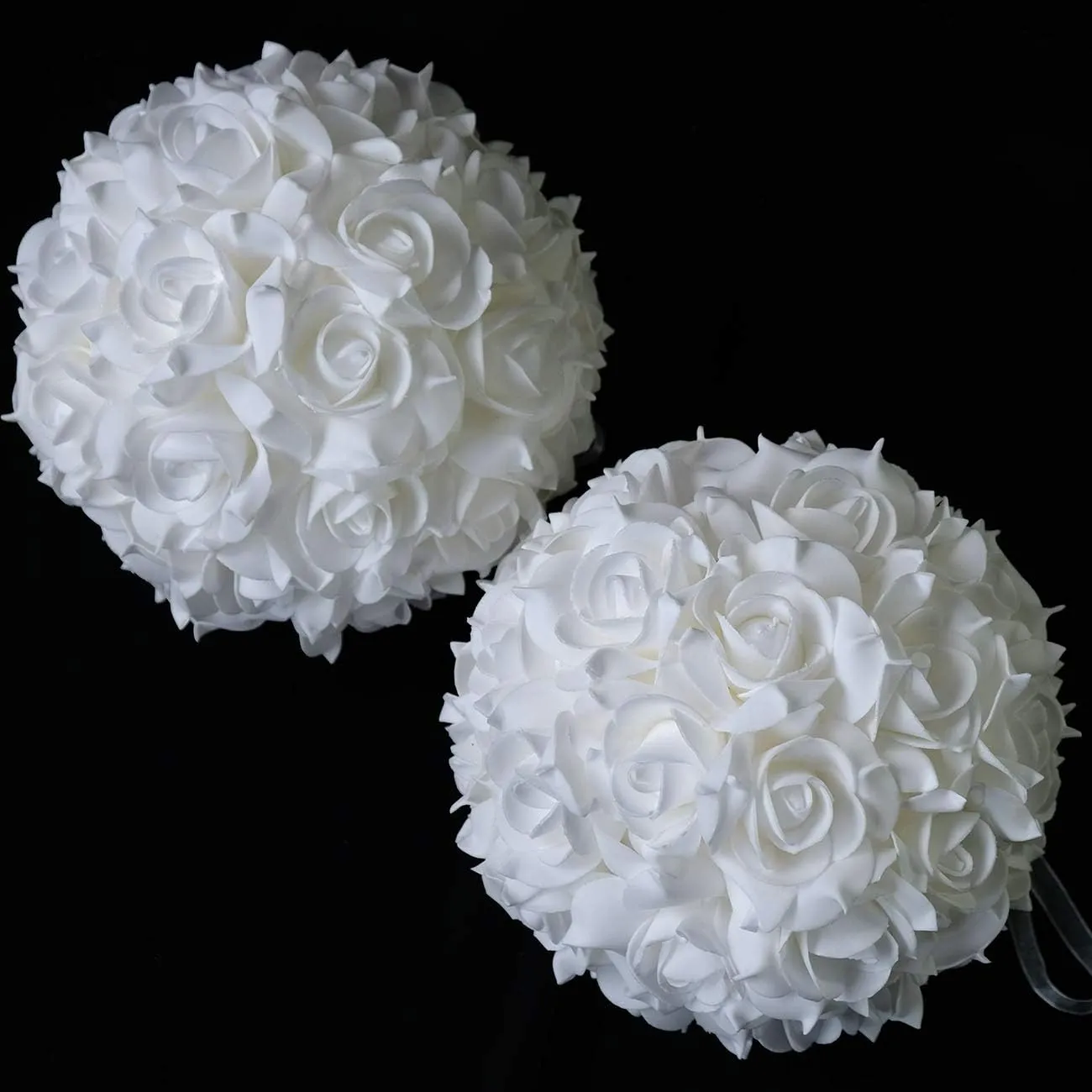 idyllic 8 Inches Artificial Flowers Roses, Kissing Flower Balls, DIY Wedding Bouquets Party Home Decorations, Set of 2, White