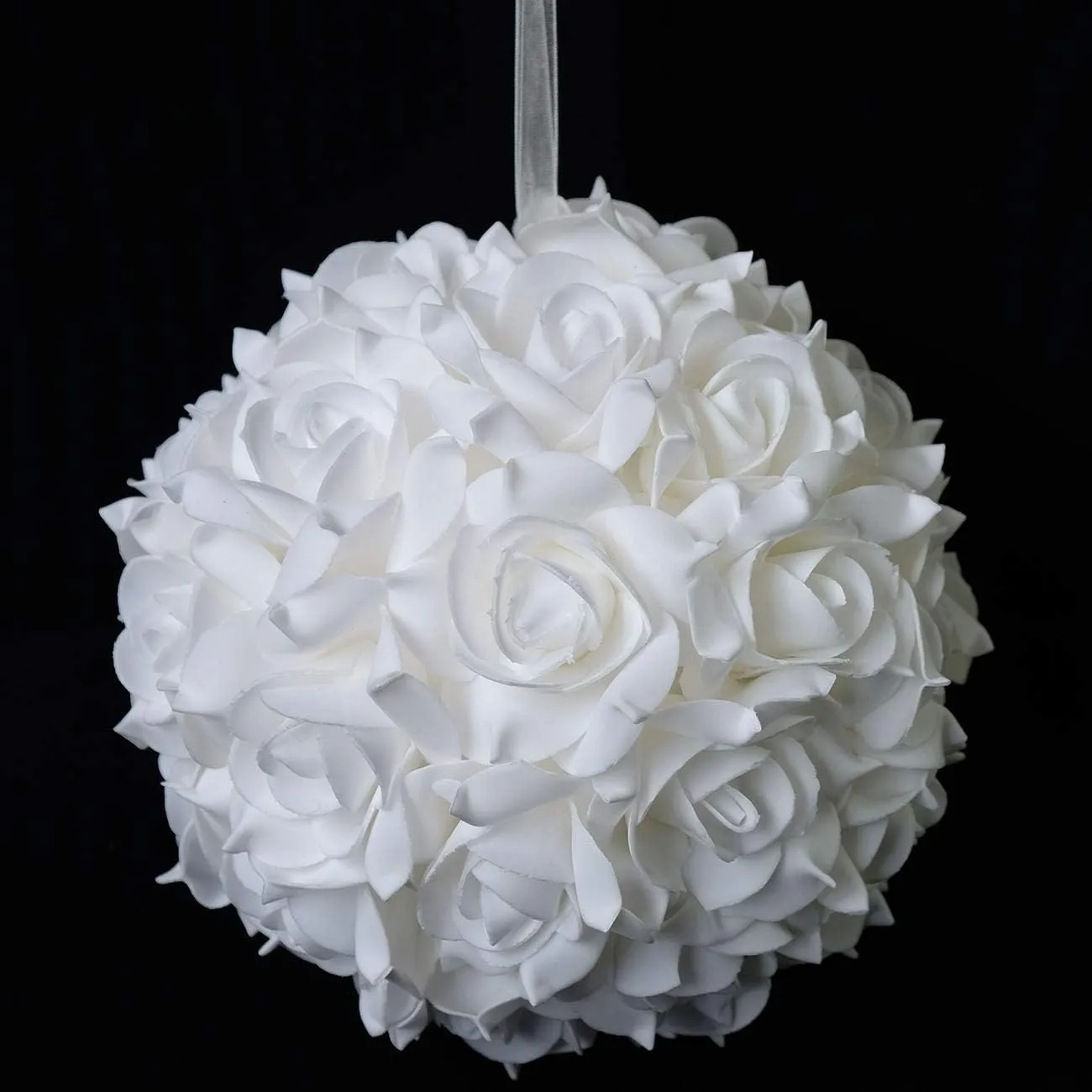 idyllic 8 Inches Artificial Flowers Roses, Kissing Flower Balls, DIY Wedding Bouquets Party Home Decorations, Set of 2, White