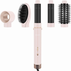 IG INGLAM MegaAIR Styler, 5 in-1 Professional Interchange Hair Dryer Brush 110,000 RPM Brushless BLDC Motor Ionic Hot Air Styler Volumizing and Shape, Pink