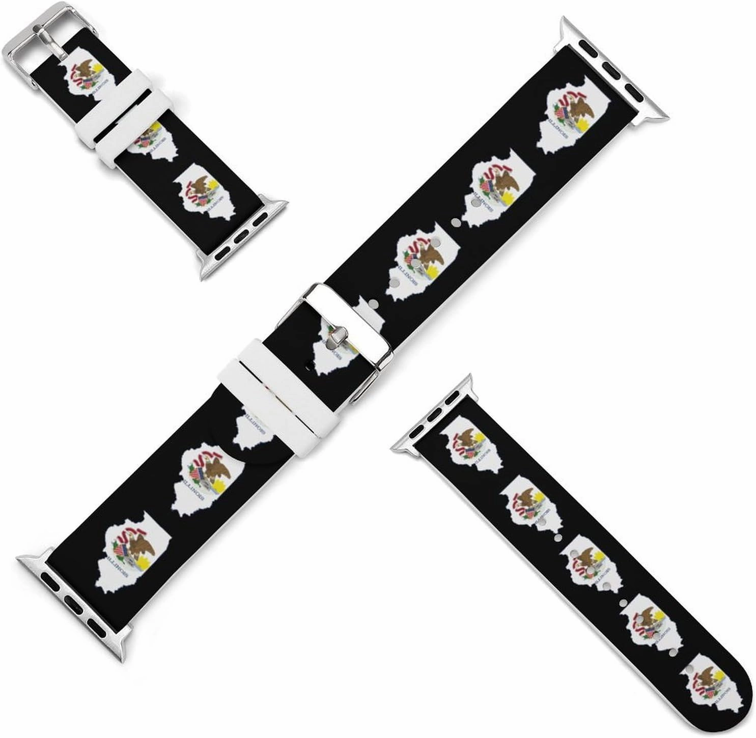 Illinois State Logo Adjustable Silicone Watchband Compatible with IWatch Classic Soft Sports Watch Strap for Men Women
