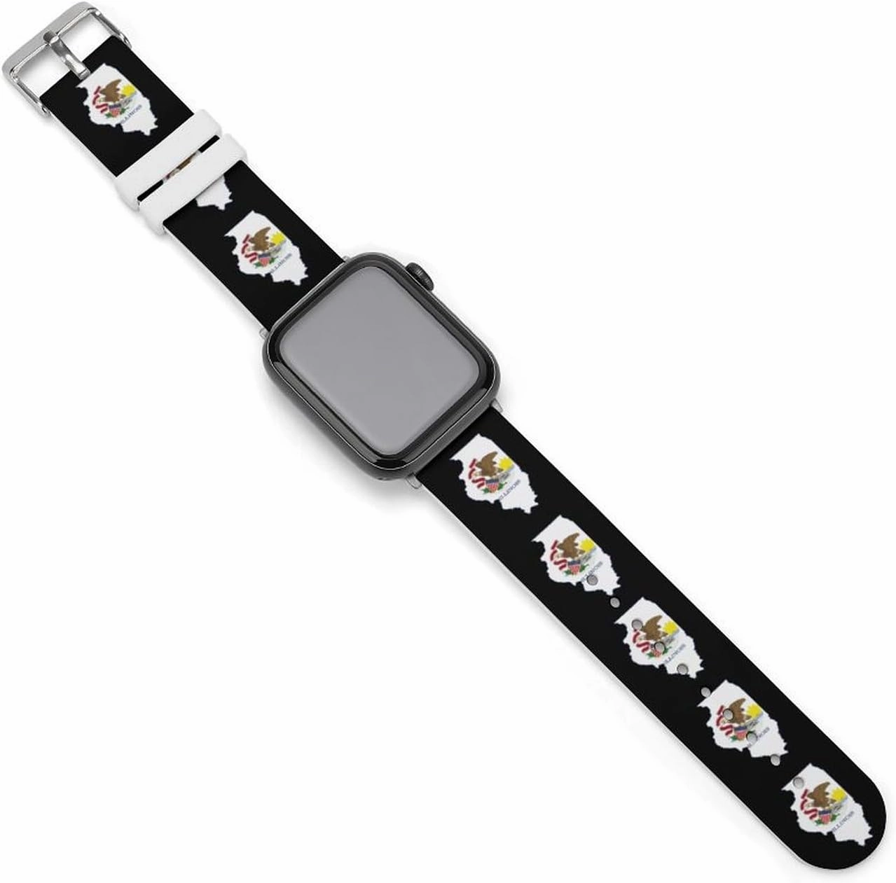 Illinois State Logo Adjustable Silicone Watchband Compatible with IWatch Classic Soft Sports Watch Strap for Men Women