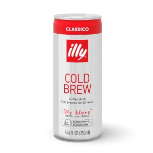 Illy Ready to Drink Coffee CLASSICO Cold Brew, Authentic Italian Coffee, Made with 100% Arabica Coffee, All-Natural, No Preservatives, 8.45 Fl Oz (Pack of 12)