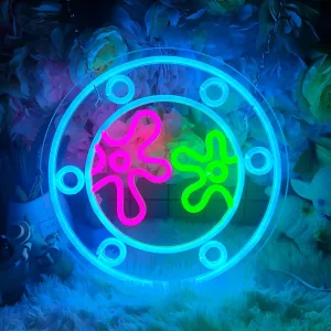IMEGINA Ocean World Porthole LED Under Sea Porthole Neon Signs for Wall Decor, USB Night Light for Game Room Bedroom Birthday Wedding Party Gifts (12.6*12.6in)