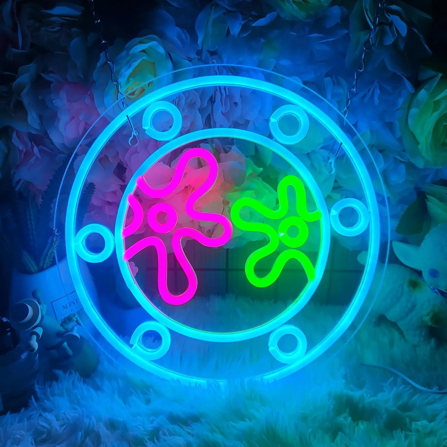 IMEGINA Ocean World Porthole LED Under Sea Porthole Neon Signs for Wall Decor, USB Night Light for Game Room Bedroom Birthday Wedding Party Gifts (12.6*12.6in)
