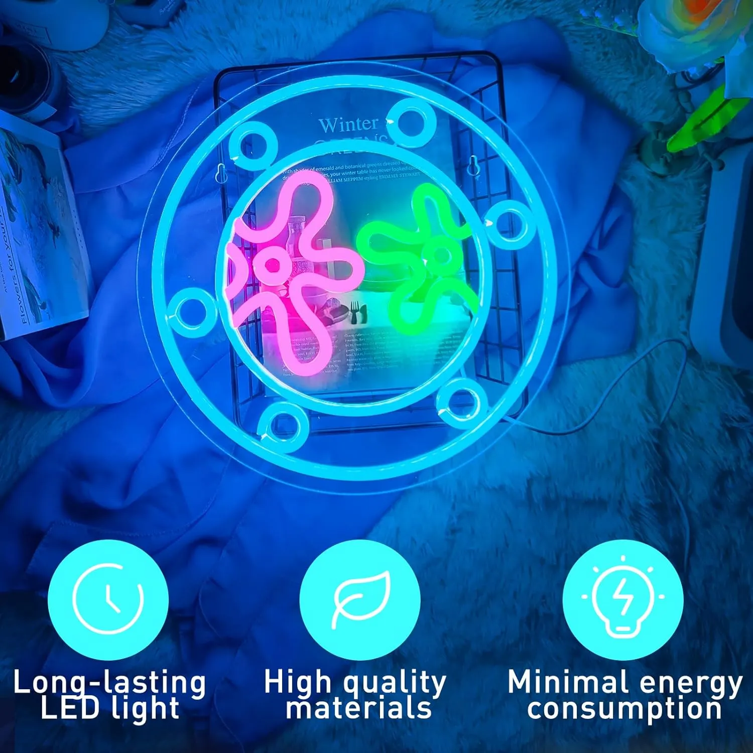 IMEGINA Ocean World Porthole LED Under Sea Porthole Neon Signs for Wall Decor, USB Night Light for Game Room Bedroom Birthday Wedding Party Gifts (12.6*12.6in)