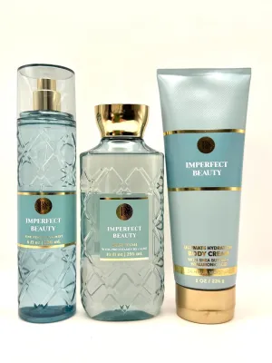 Imperfect Beauty Bath and Body Set, 8oz Fine Fragrance Mist, 10oz Body Wash with Vitamin B5, 8oz Hydrating Body Cream with Hyaluronic Acid, 3 Piece Gift Set