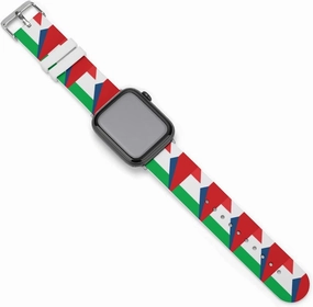 Italy And Czech Flag Adjustable Silicone Watchband Compatible with IWatch Classic Soft Sports Watch Strap for Men Women