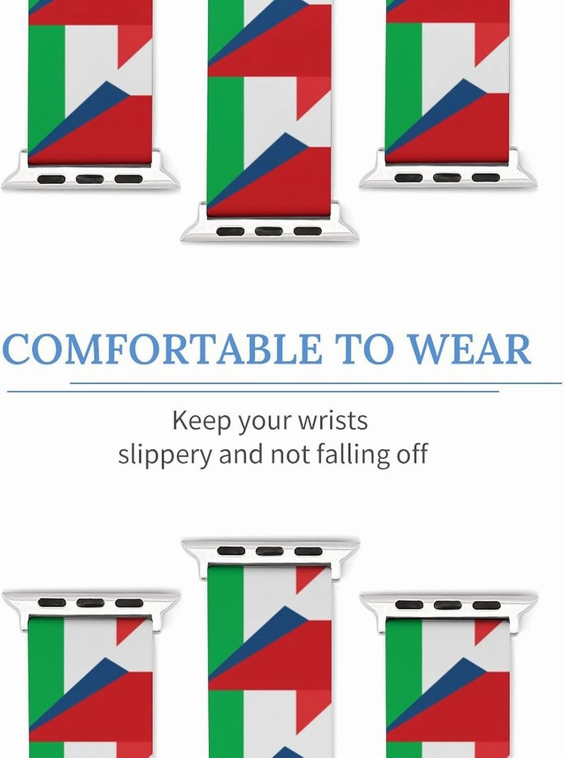 Italy And Czech Flag Adjustable Silicone Watchband Compatible with IWatch Classic Soft Sports Watch Strap for Men Women