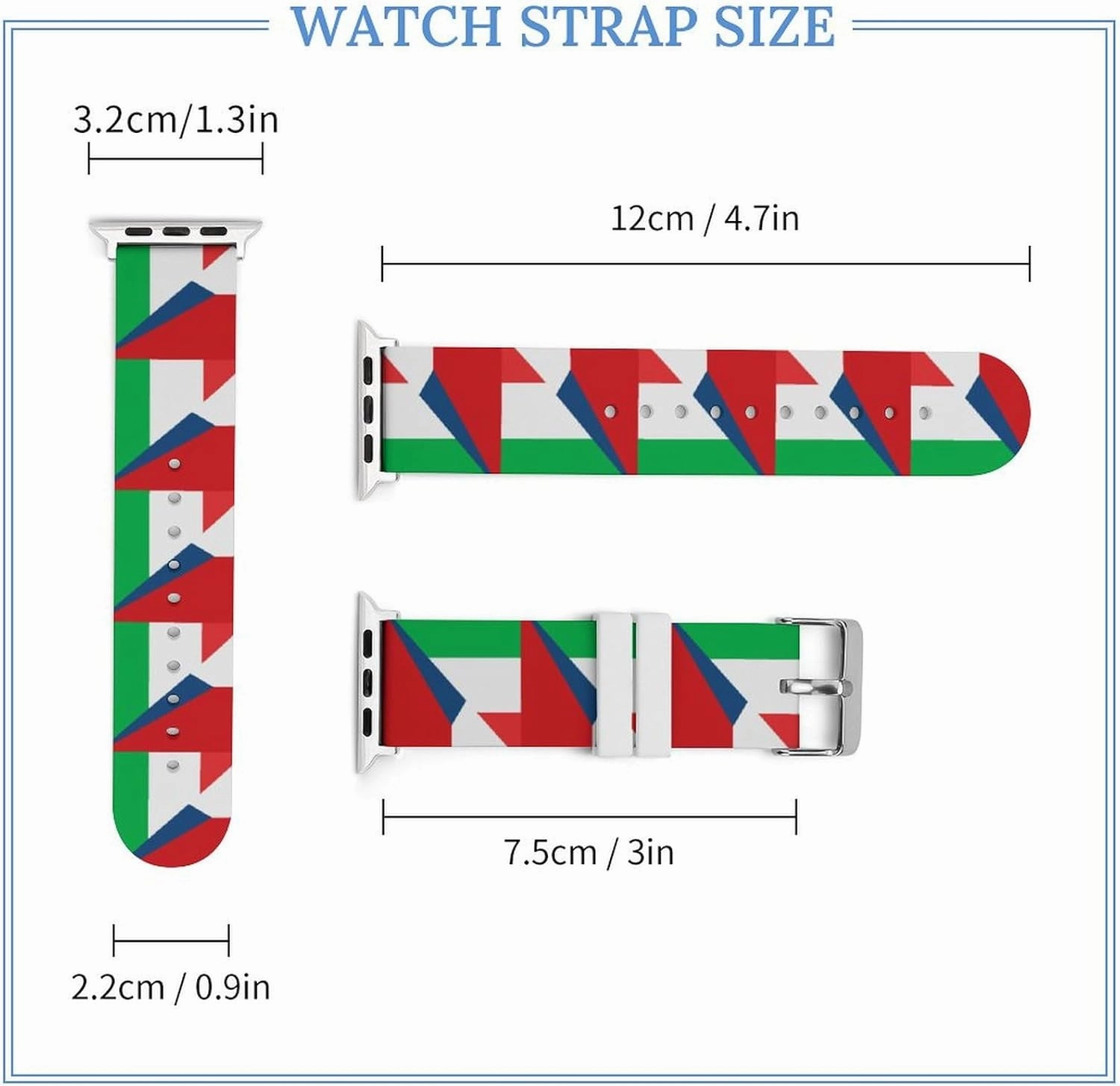 Italy And Czech Flag Adjustable Silicone Watchband Compatible with IWatch Classic Soft Sports Watch Strap for Men Women