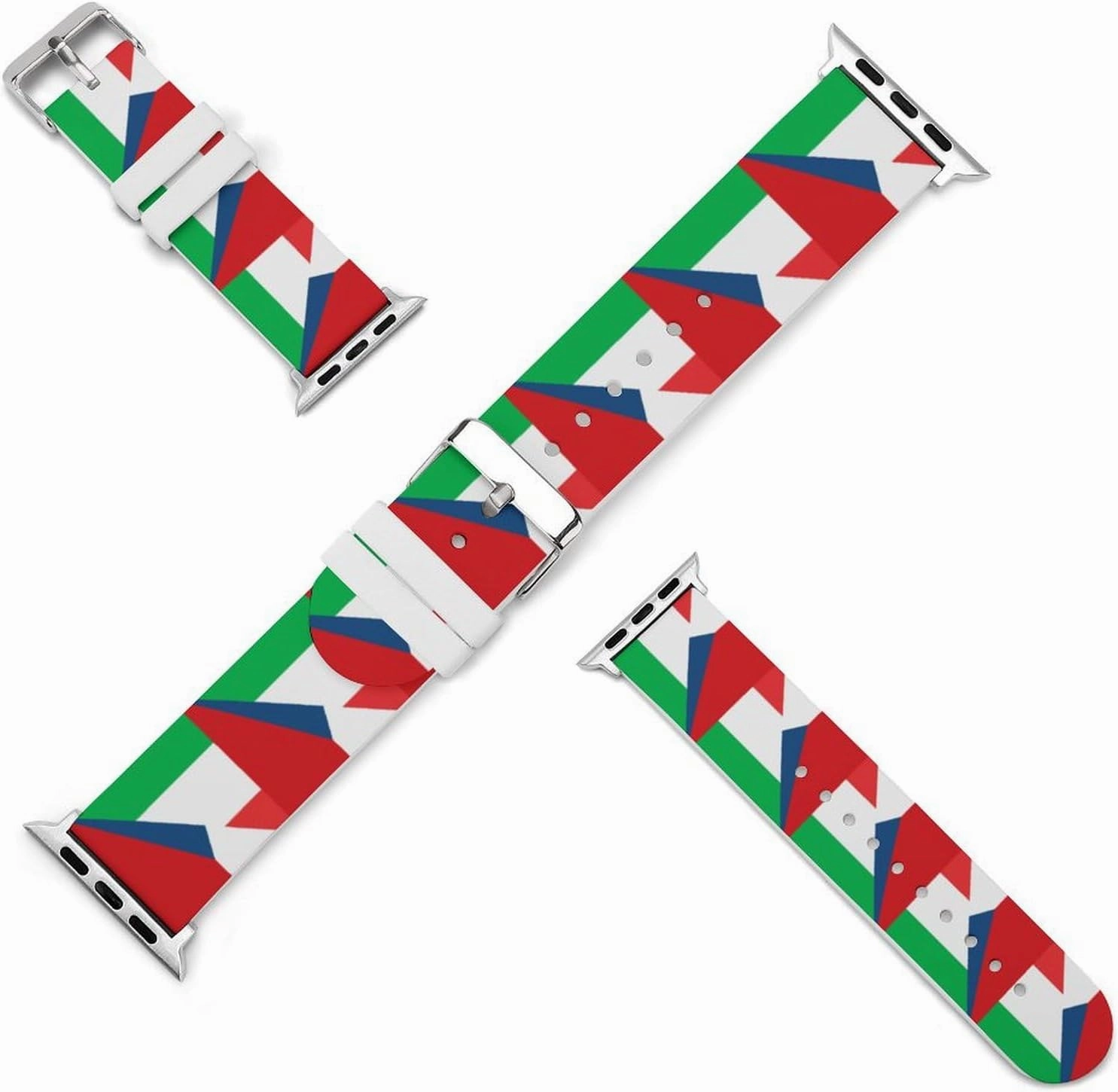 Italy And Czech Flag Adjustable Silicone Watchband Compatible with IWatch Classic Soft Sports Watch Strap for Men Women