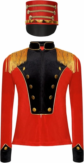 JEATHA Kids Drum Major Uniform Honor Guard Cosplay Outfits Majorette Costume Fringe Epaulet Jacket with Hat Set