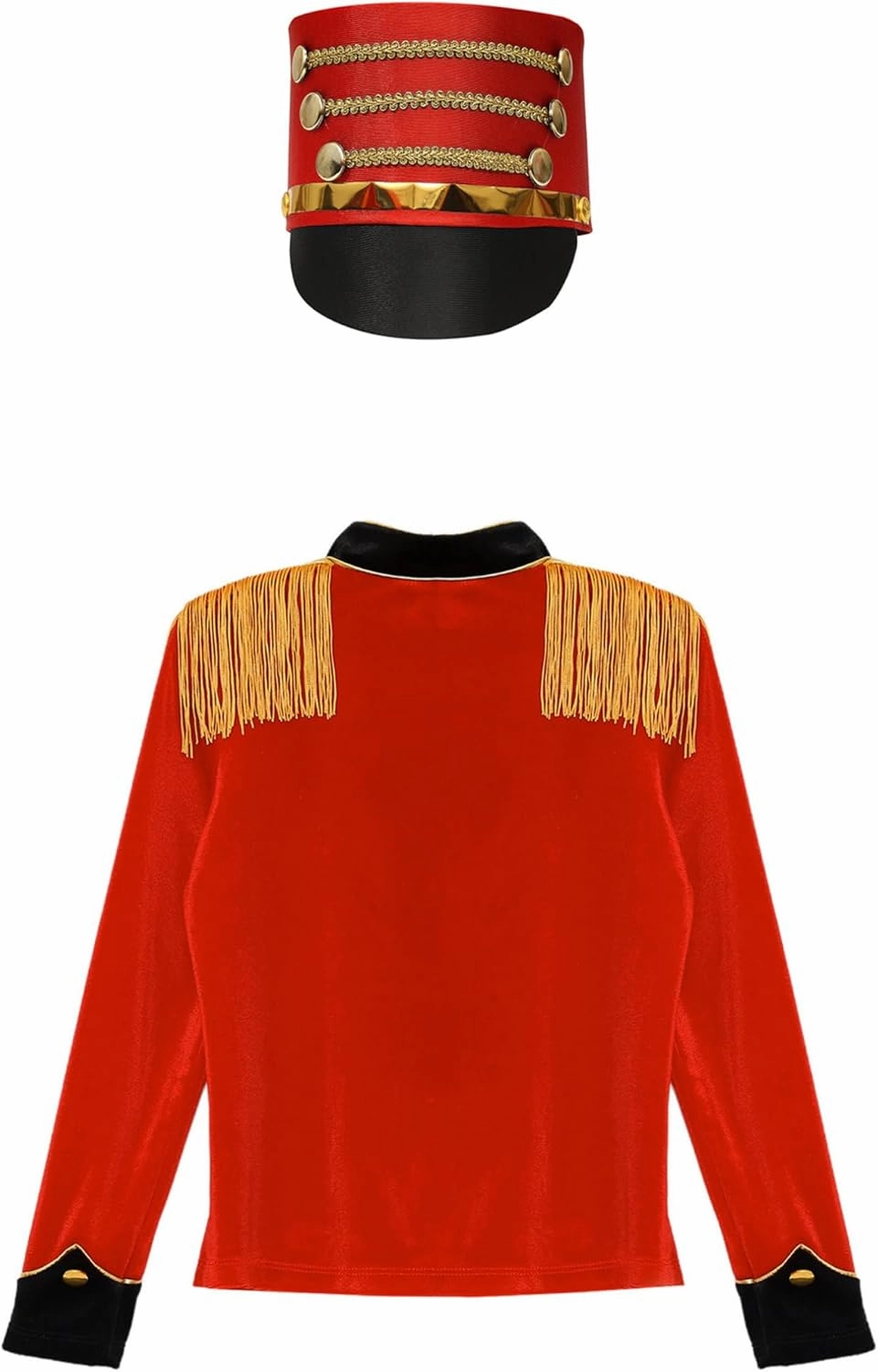 JEATHA Kids Drum Major Uniform Honor Guard Cosplay Outfits Majorette Costume Fringe Epaulet Jacket with Hat Set