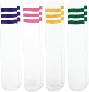 Jefferies Socks Kids' Boys Girls Unisex Stripe Assorted Knee High Tube Socks 4 Pack