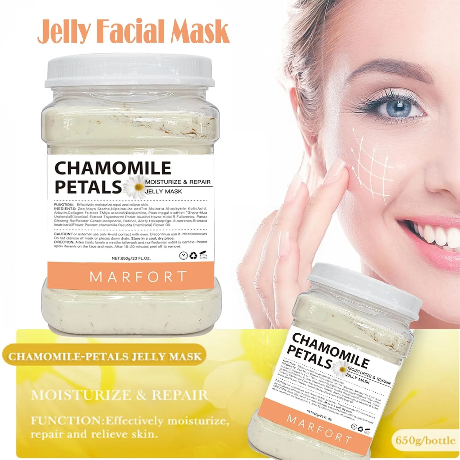 Jelly Mask for Facials Peel-Off Powder Hydrojelly Mask Peel Off Face Masks SkinCare Combination with Professional Skincare Spa Moisturizing & Hydrating 23 Fl Oz (Chamomile Petals)