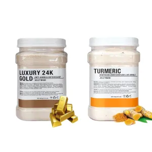 Jelly Mask Hydrating Deep Cleaning Detoxing Healing and Relaxing Premium Modeling Rubber For Facials Professional Set - 2 Treatments (24K Gold,Turmeric)