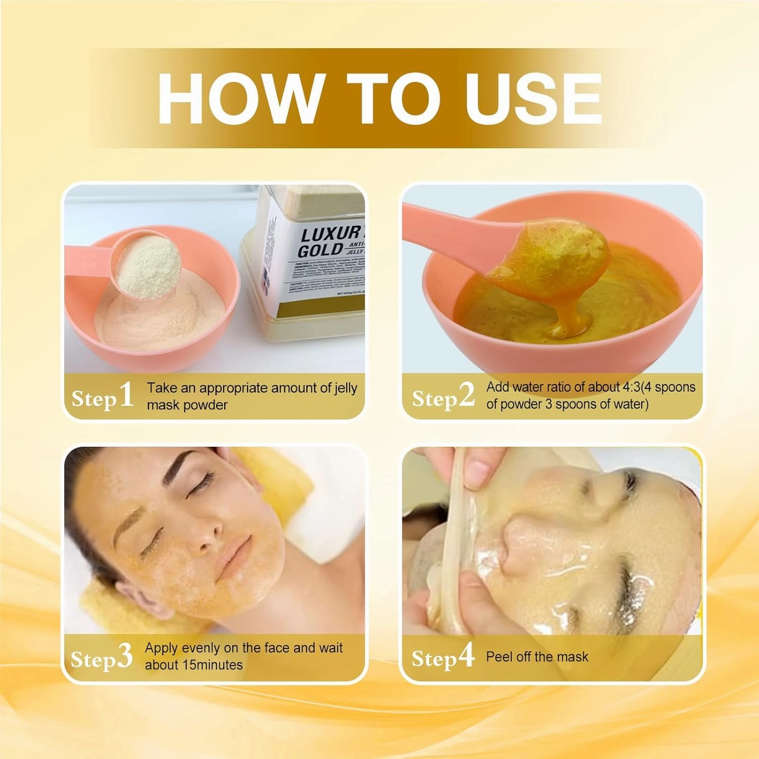 Jelly Mask for Facials Professional, Hydrating & Moisturizing Peel-Off Natural Gel Face Mask SkinCare, Professional Spa Use Jelly Face Masks, Deep Hydration & Glow 23 Fl Oz (24K Gold)