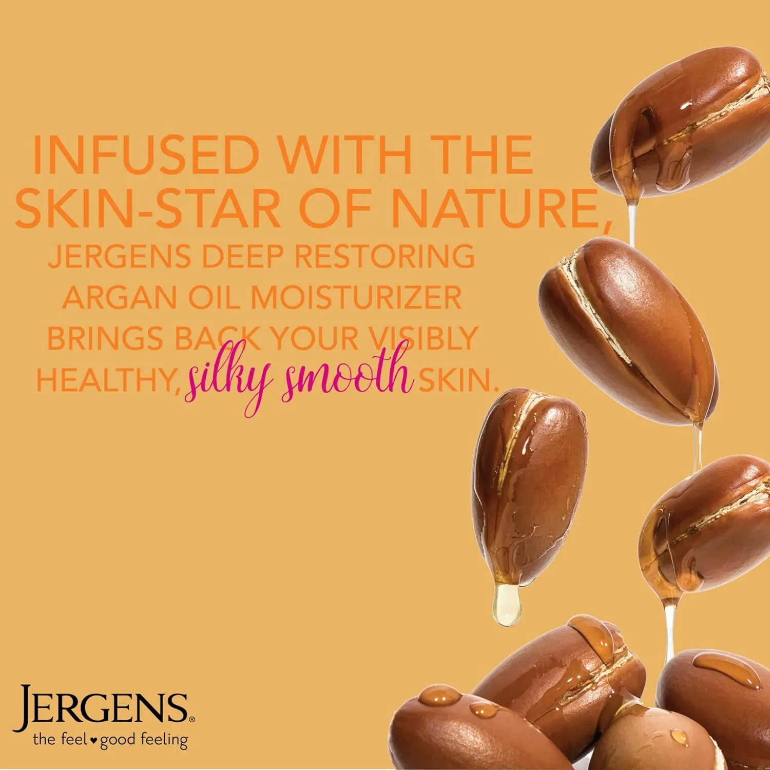 Jergens Deep Restoring Argan Oil Moisturizer, Soothing Body and Hand Lotion, 16.8 oz, with Reviving Argan Oil and Vitamin E, Oil-Infused, Dermatologist Tested (Pack of 2)