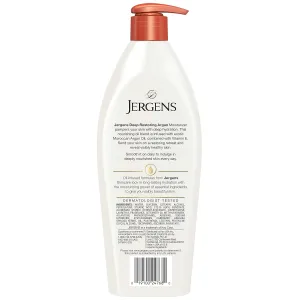 Jergens Deep Restoring Argan Oil Moisturizer, Soothing Body and Hand Lotion, 16.8 oz, with Reviving Argan Oil and Vitamin E, Oil-Infused, Dermatologist Tested (Pack of 2)