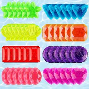 Jerify 48 Pcs Big Diving Gems Pool Colorful Big Dive Diamond Set Swimming Pool Treasure Precious Dive Gems for Summer Underwater Game Swimming Pool Bath Beach Decorations, 8 Styles