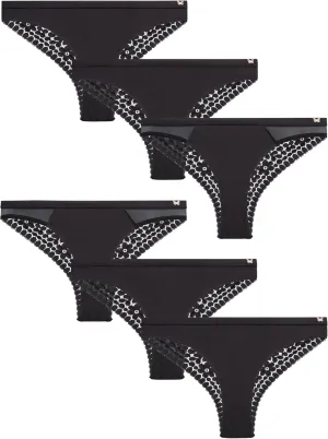 Jessica Simpson Women's Tanga Underwear - 3 Pack/6 Pack Soft Microfiber Lace Back Panties - Breathable Underwear for Women