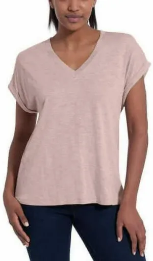 Jessica Simpson Womens V-Neck Soft Jersey Knit Top,Bridal Rose,Large