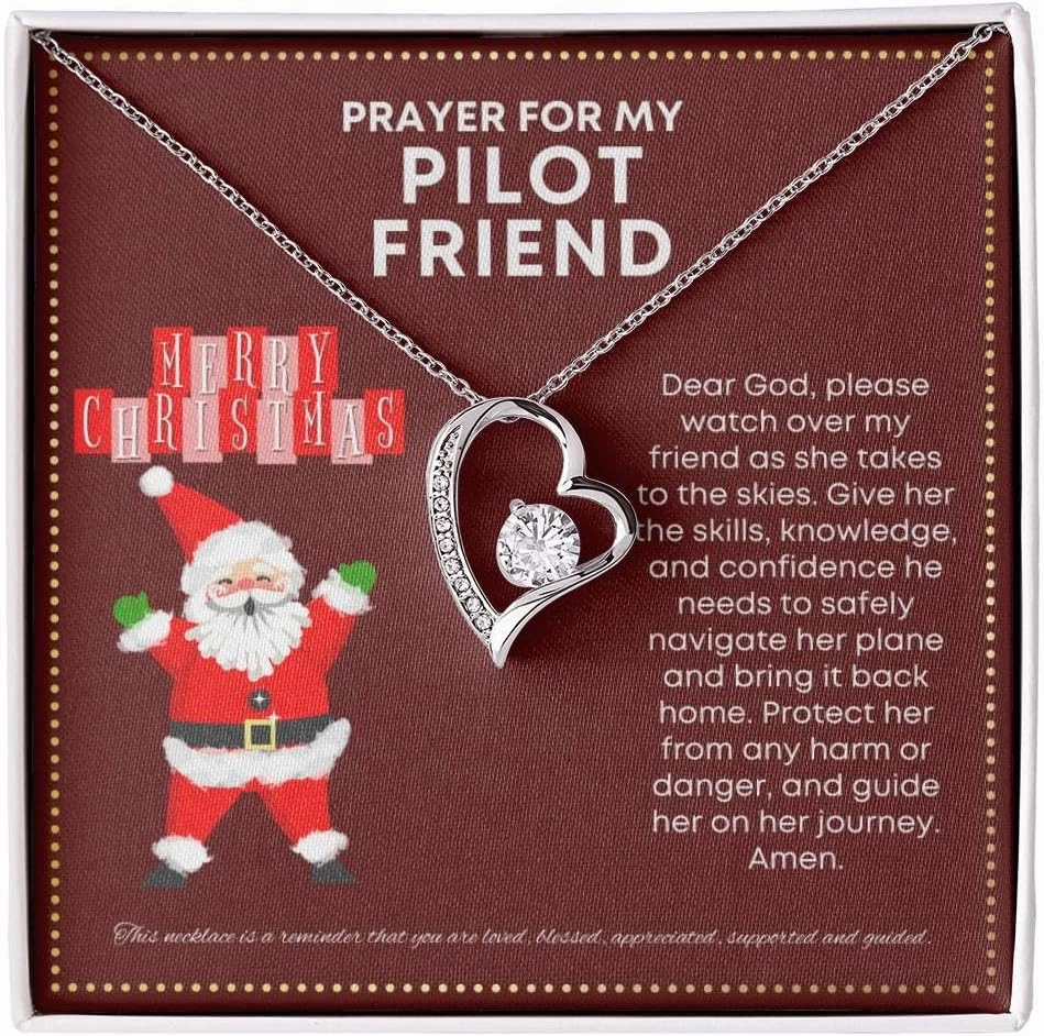 JGF Aviation Pilot Gifts for Women Cute Heart Necklace