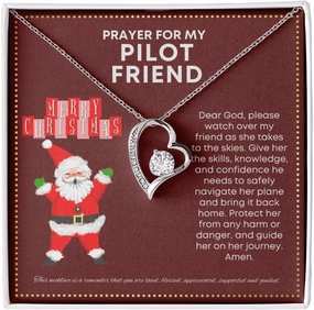 JGF Aviation Pilot Gifts for Women Cute Heart Necklace
